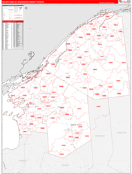 Watertown, NY DMR Wall Map Red Line Style