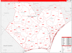 Wilmington, NC DMR Wall Map Red Line Style