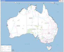 Australia Wall Map Basic Style 2024