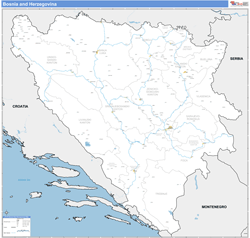 Bosnia and Herzegovina Wall Map Basic Style 2024