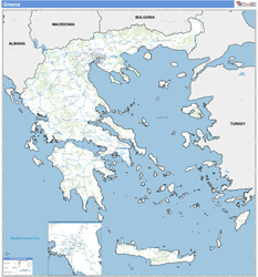 Greece Wall Map Basic Style 2024