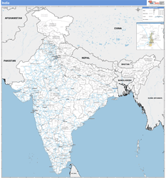 India Wall Map Basic Style 2024