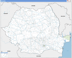 Romania Wall Map Basic Style 2024