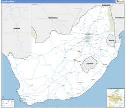 South Africa Wall Map Basic Style 2024