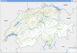 Switzerland Wall Map Basic Style 2023