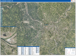 Allegheny County, PA Wall Map Satellite Basic Style 2026