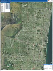 Broward County, FL Wall Map Satellite Basic Style 2026