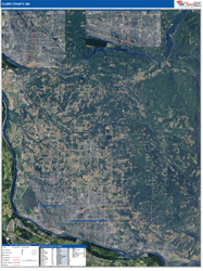 Clark County, WA Wall Map Satellite Basic Style 2026