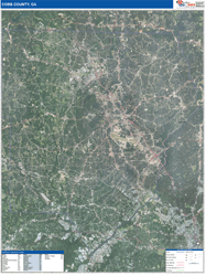 Cobb County, GA Wall Map Satellite Basic Style 2026