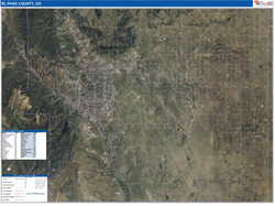 El Paso County, CO Wall Map Satellite Basic Style 2026