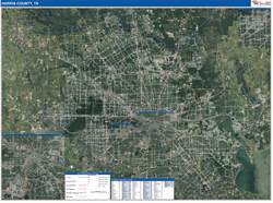 Harris County, TX Wall Map Satellite Basic Style 2026