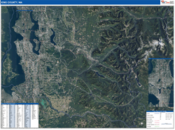 King County, WA Wall Map Satellite Basic Style 2026