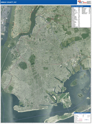 Kings County, NY Wall Map Satellite Basic Style 2026