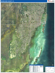 Miami-Dade County, FL Wall Map Satellite Basic Style 2026