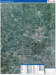 Oakland County, MI Wall Map Satellite Basic Style 2026