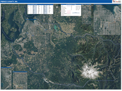 Pierce County, WA Wall Map Satellite Basic Style 2026