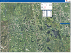 Polk County, FL Wall Map Satellite Basic Style 2026