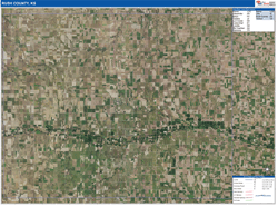 Rush County, KS Wall Map Satellite Basic Style 2026