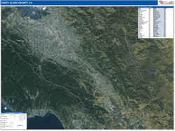 Santa Clara County, CA Wall Map Satellite Basic Style 2026