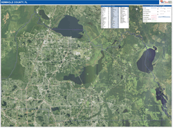 Seminole County, FL Wall Map Satellite Basic Style 2026