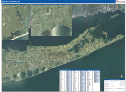 Suffolk County, NY Wall Map Satellite Basic Style 2026