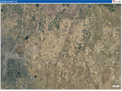 Adams County, CO Wall Map Satellite Pure Style 2026