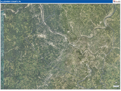 Allegheny County, PA Wall Map Satellite Pure Style 2026