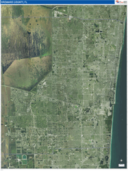 Broward County, FL Wall Map Satellite Pure Style 2026