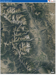 Chaffee County, CO Wall Map Satellite Pure Style 2026