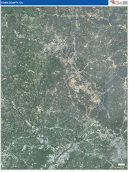 Cobb County, GA Wall Map Satellite Pure Style 2026