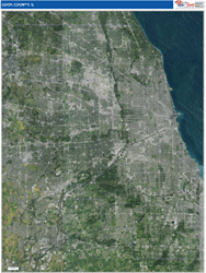 Cook County, IL Wall Map Satellite Pure Style 2026