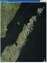 Door County, WI Wall Map Satellite Pure Style 2026