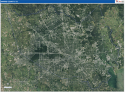 Harris County, TX Wall Map Satellite Pure Style 2026