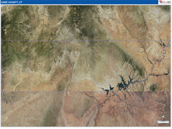 Kane County, UT Wall Map Satellite Pure Style 2026