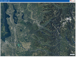 King County, WA Wall Map Satellite Pure Style 2026