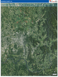Madison County, AL Wall Map Satellite Pure Style 2026
