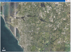 Manatee County, FL Wall Map Satellite Pure Style 2026
