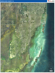 Miami-Dade County, FL Wall Map Satellite Pure Style 2026