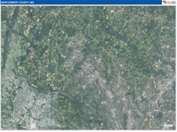 Montgomery County, MD Wall Map Satellite Pure Style 2026