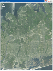 Nassau County, NY Wall Map Satellite Pure Style 2026