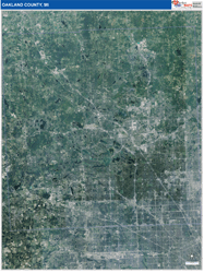 Oakland County, MI Wall Map Satellite Pure Style 2026