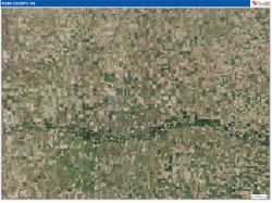 Rush County, KS Wall Map Satellite Pure Style 2026