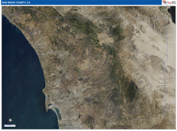 San Diego County, CA Wall Map Satellite Pure Style 2026