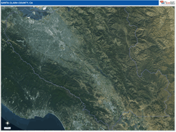 Santa Clara County, CA Wall Map Satellite Pure Style 2026