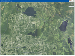Seminole County, FL Wall Map Satellite Pure Style 2026