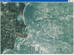 Shelby County, TN Wall Map Satellite Pure Style 2026