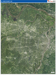 St. Louis County, MO Wall Map Satellite Pure Style 2026