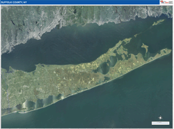Suffolk County, NY Wall Map Satellite Pure Style 2026