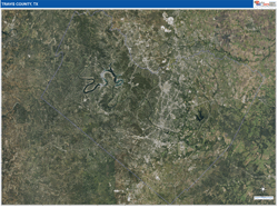 Travis County, TX Wall Map Satellite Pure Style 2026