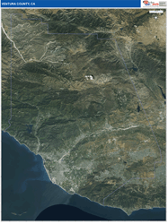 Ventura County, CA Wall Map Satellite Pure Style 2026
